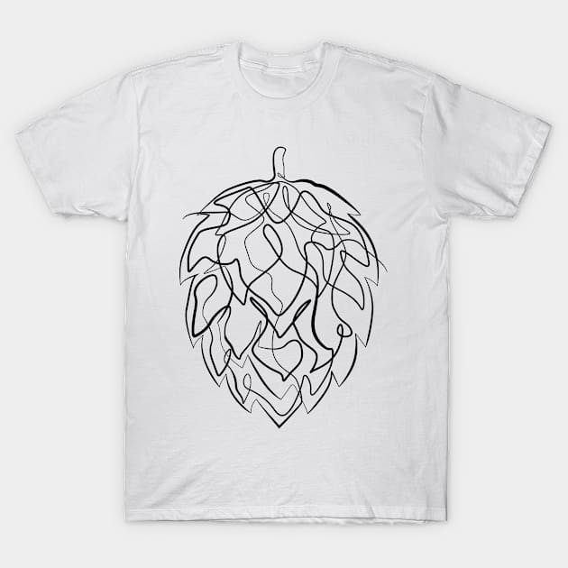 Hops Beer - One Line Drawing T-Shirt by Teeladen